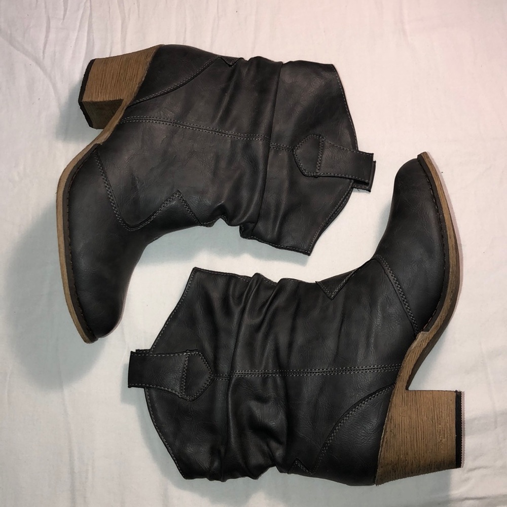 Gray cowboy booties with heel